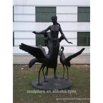 2016 Nouvelle statue des arts modernes Femmes et Swan extérieur Décoration Bronze sculpture